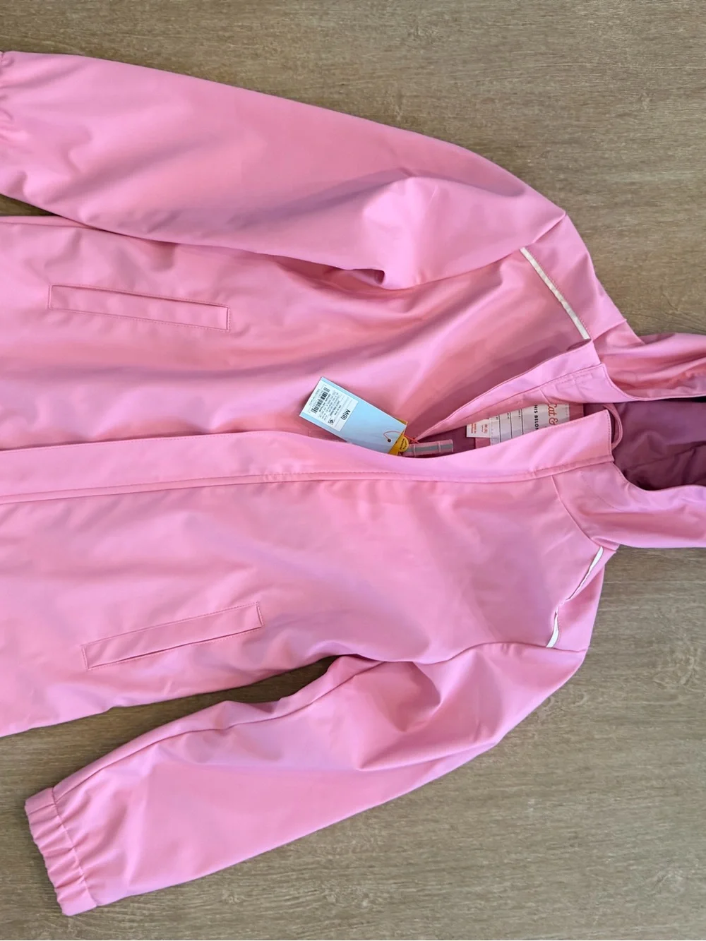 Cat & Jack Girls Pink Hooded Rain Jacket NWT Size M (8) Waterproof - Picture 2 of 9